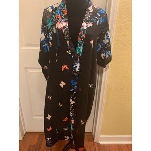Black Breezy Butterfly Garden Kimono Cardigan